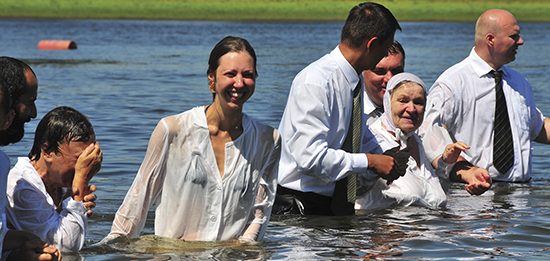 People Baptised in Volga River