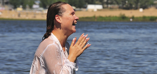 Woman Baptised in Volga River
